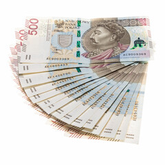 banknoty pięciusetzłotowe nowe banknoty wachlarz kasy - obrazy, fototapety, plakaty