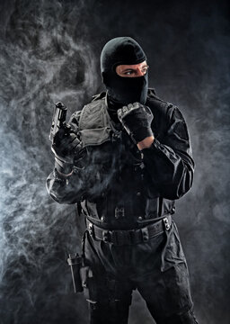 Soldier with a handgun 