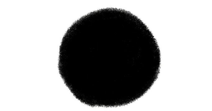 Animated Luma Mask Loop. Circle Shaped Container With Rough Edges. Black Dry Brush Blob Over White Background.