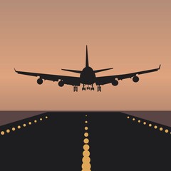 Fototapeta na wymiar commercial air plane landing illustration vector design