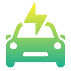 Electric car icon isolated on white background, EV car, Eco friendly vehicle concept