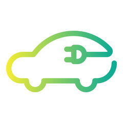 Electric car with plug icon isolated on white background, EV car, Eco friendly vehicle concept