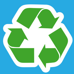 Obraz premium Icono Reciclar de color verde con contorno blanco