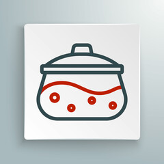 Line Cooking pot icon isolated on white background. Boil or stew food symbol. Colorful outline concept. Vector