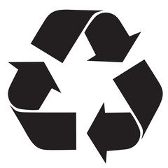 Icono de Reciclar  con 3 flechas color negro - obrazy, fototapety, plakaty