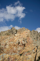 Peaks topped by quartzite rocks at Sierra de la Mosca, Caceres, Spain