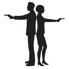 Vector illustration of a detective spy man and woman character. private ivestigation agent. mafia gangster