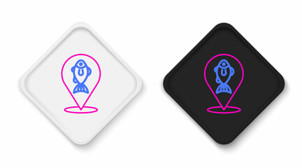 Line Location fishing icon isolated on white background. Fishing place. Colorful outline concept. Vector