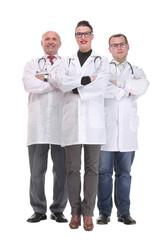 Portrait of group of smiling hospital colleagues standing together