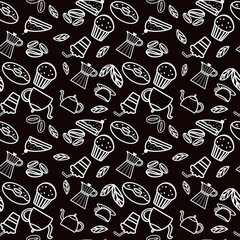 seamless pattern with a set of icons of coffee shop