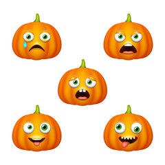 Emoticon of cute Pumpkin. Isolated vector set