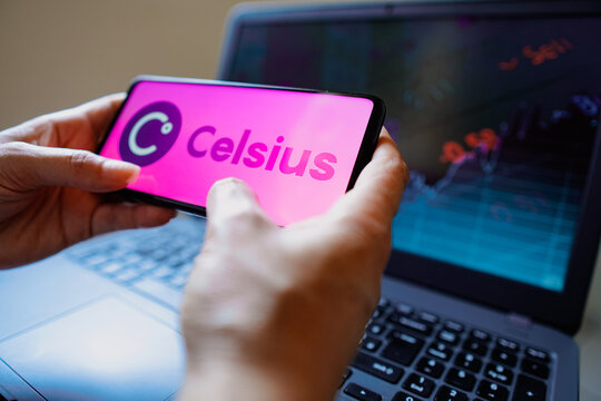July 4, 2022, Brazil. In this photo illustration, the Celsius Network logo seen displayed on a smartphone screen.