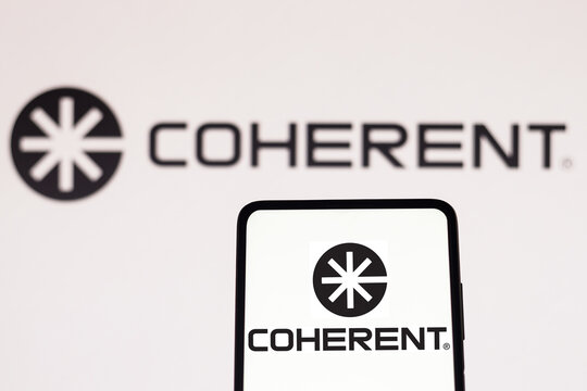 July 5, 2022, Brazil. In this photo illustration, the Coherent, Inc. logo is displayed on a smartphone screen and in the background.
