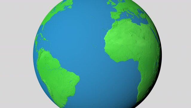 Seamless looping animation of the earth zooming in to the 3d map of Senegal with the capital and the biggest cites in 4K resolution