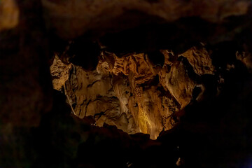 a geological formation by mineral deposits in natural caves in italy