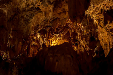 a geological formation by mineral deposits in natural caves in italy