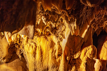 a geological formation by mineral deposits in natural caves in italy