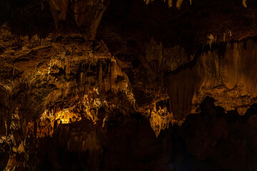 Stalactite in the Caves, mineral formation that hangs from the ceiling of caves