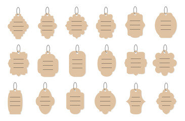 Label set, flat style. Decorative vintages rope frames rope for labels, invitation cards. Contour frame for text, sale info, certificate, blank. Empty sticker template. Outline retro border design