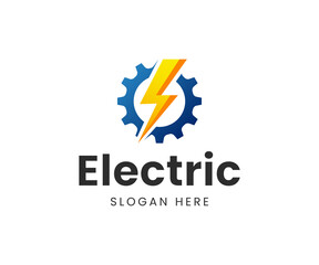 Electric gear logo template, Electrical Logo Vector.