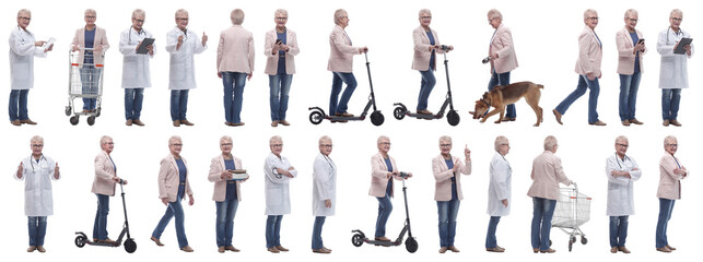 Obraz premium collage of a woman in full growth displaying many professions