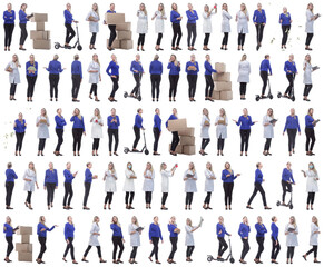 collage of a woman in full growth displaying many professions