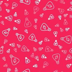 Naklejka premium White line Garbage bag icon isolated seamless pattern on red background. Vector