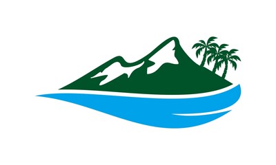 beach mountain vector logo