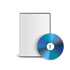 Vector 3d Realistic Blue CD, DVD with Case Isolated on White. CD Box, Packaging Design Template for Mockup. Compact Disk Icon, Front View