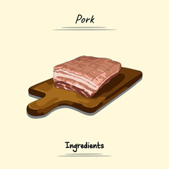 Pork Illustration Sketch And Vector Style. Good to use for restaurant menu, Food recipe book and food ingredients content.