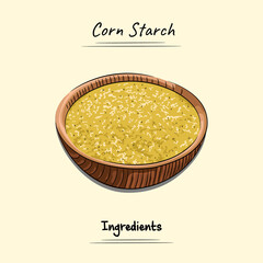 Corn Starch Illustration Sketch And Vector Style. Good to use for restaurant menu, Food recipe book, and food ingredients content.