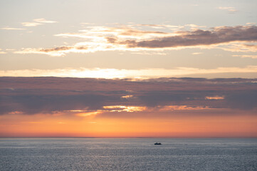 fishing boat at sunset 