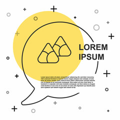 Black line Zongzi in bamboo steamer icon isolated on white background. Delicious rice dumplings. Random dynamic shapes. Vector