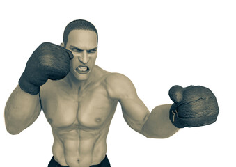 boxer cartoon puch attack in a white background © DM7