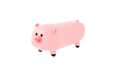 3d render. Cartoon pig on a white background. 3d illustration