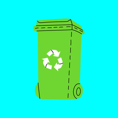 Garbage trash can. Trash metal can vector illustration. Package with garbage. Problem globe pollution illustration