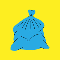 Big plastic bag with wastes. Pile of household waste. Problem globe pollution. Package with garbage