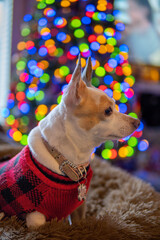 dog in christmas hat