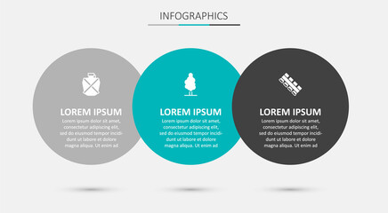 Set Tree, Canteen water bottle and Hunting cartridge belt. Business infographic template. Vector