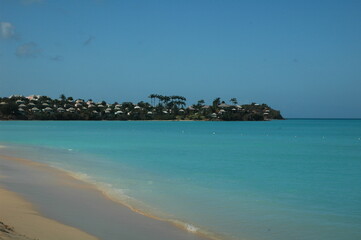 Beatiful view of homes on the coast of Caribbean island