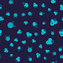 Set Target sport, Heart rate, Racket and on seamless pattern. Vector