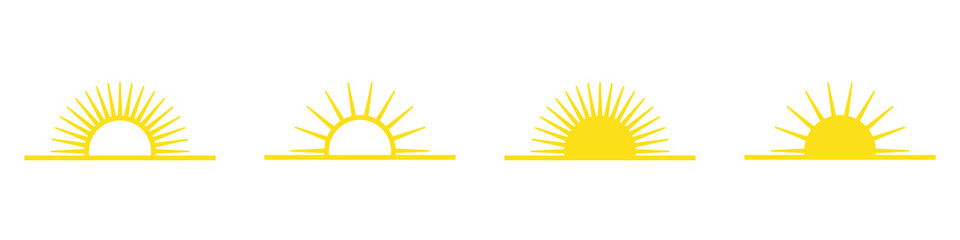 Conjunto de icono de puesta de sol. Salida del sol amarillo © Frank