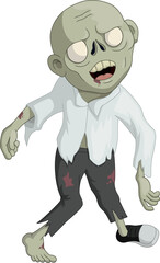 Obraz na płótnie Canvas Scary zombie cartoon on white background