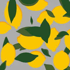 grey background with yellow lemons and green