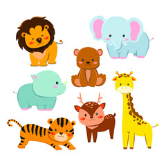 Obraz na płótnie Canvas Cute animal characters