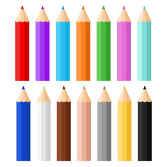 Set of coloring pencil vector illustration isolated on white background