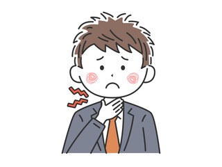喉が痛い、ビジネスマンのイラスト
