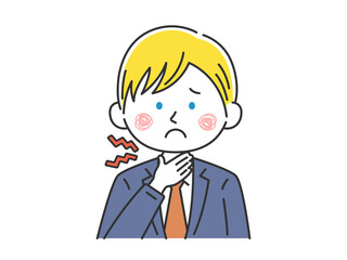 喉が痛い、白人ビジネスマンのイラスト
