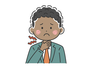 喉が痛い、黒人ビジネスマンのイラスト