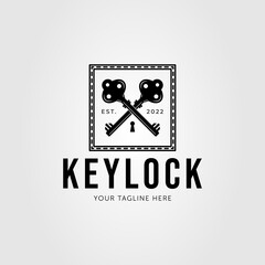 cross old key or lock logo vector illustration design